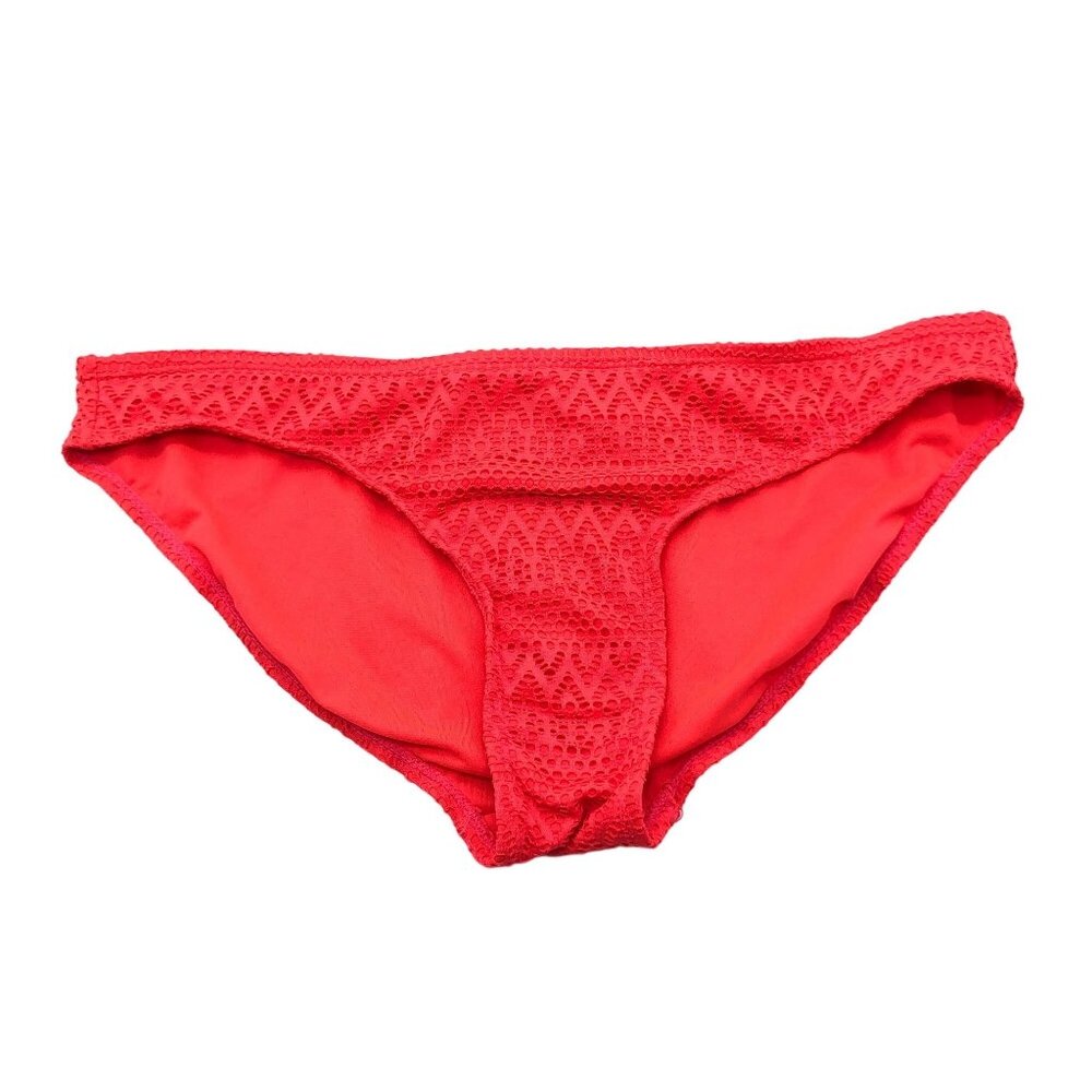 No Boundaries Womens Bikini Swim Bottoms Crochet Red Size L